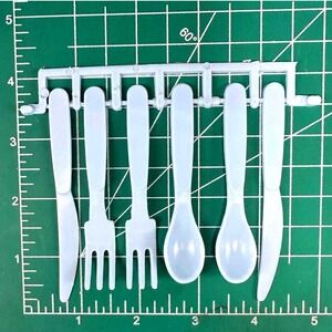 TootsieToy Miniature Dollhouse Silverware Set 6 Piece Plastic Kitchen Utensils‎